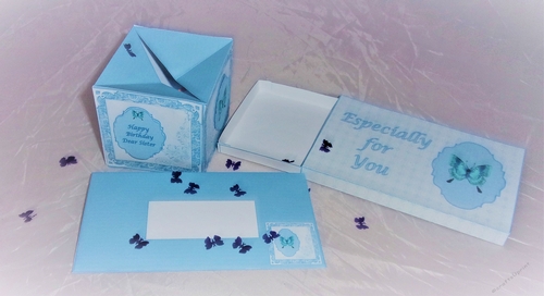 Butterfly pop-up box card with matching sleeve and optional envelope.