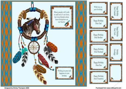 8 x 8 Horse dreamcatcher quick card front