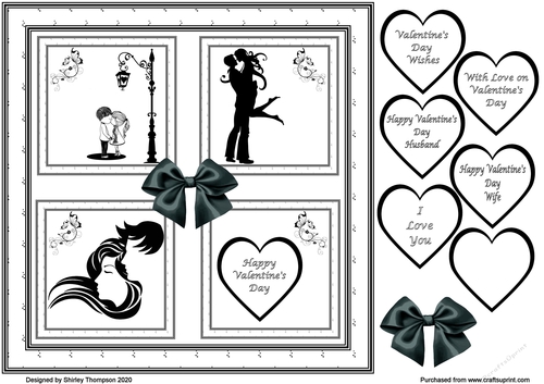 8 x 8 Monochrome Valentines Day card front
