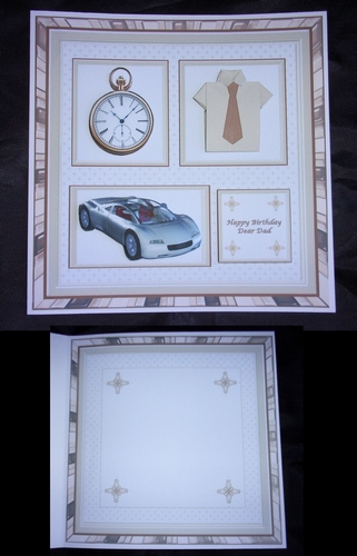 8 x 8 beige and brown origami shirt card front with matching inserts.
