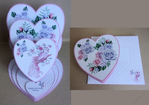 Triple heart easel card with matching envelope