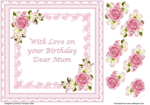 8 x 8 Apple blossom card front.