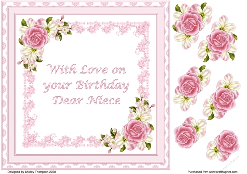 8 x 8 Apple blossom card front (Niece).