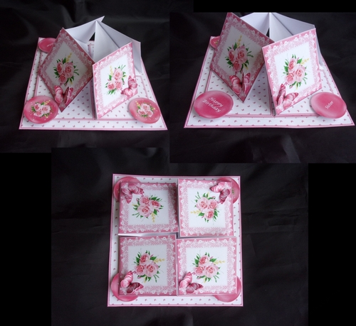 Roses and butterflies quad easel card