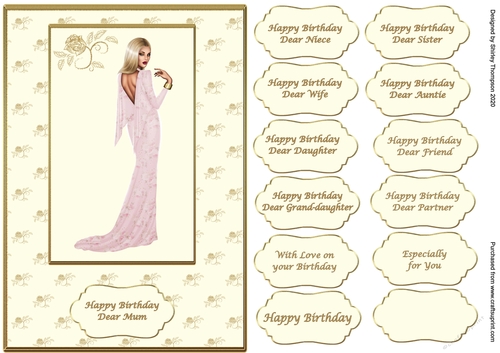 A5 elegant blonde lady quick card front