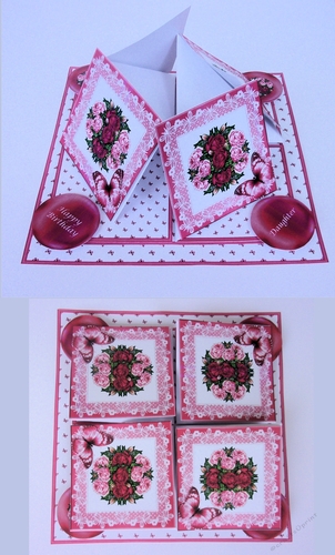 Antique roses quad easel card