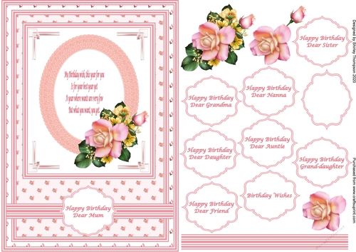 A5 pink floral step by step card front