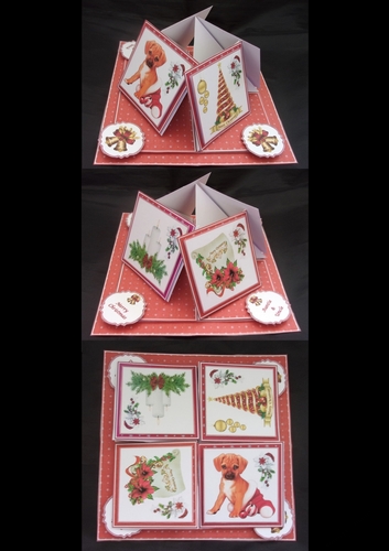 Red snowflake quad easel card