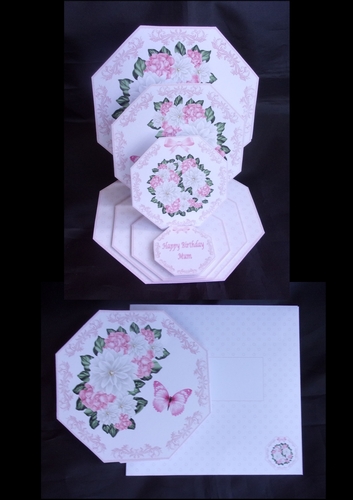Octagonal triple easel card with matching envelope