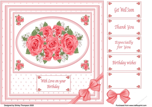 8 x 8 coral roses quick card front