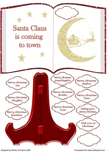 Santa open book and stand quick card