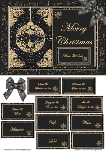 A5 Black and gold Christmas quick card front