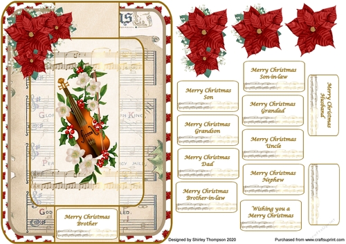A5 round edged music lovers Christmas card front