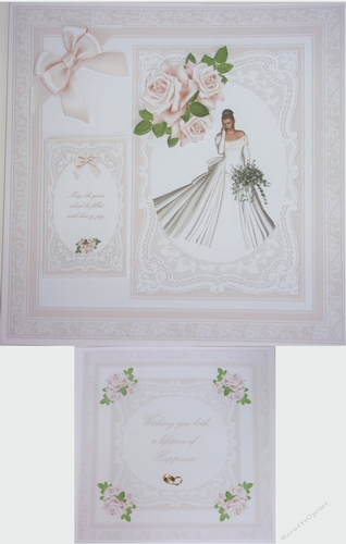 Blushing bride 8 x 8 card front with matching inserts.