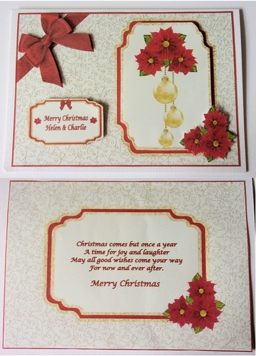 A5 poinsettia and gold baubles step by step card with choice of insert