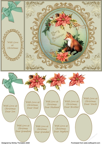 A5 cute fox quick card front for male relatives.