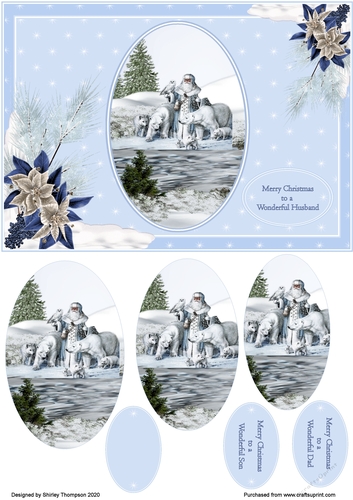 A5 Santa with animals winter scene step by step card front