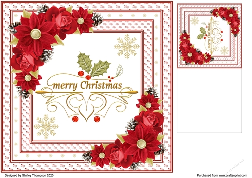 8 x 8 Merry Christmas word art quick card front with matching gift tag
