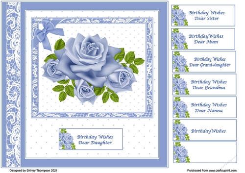 8 x 8 blue roses quick card front