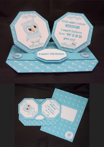 Older & wiser octagonal double easel birthday card with matching envelope