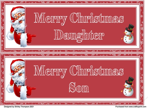 Pair of DL quick Christmas card topper (Son & Daughter)