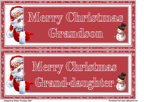 Pair of DL quick Christmas card topper (Grand-daughter & Grandson)