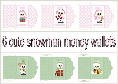 Collection of 6 snowman money wallets