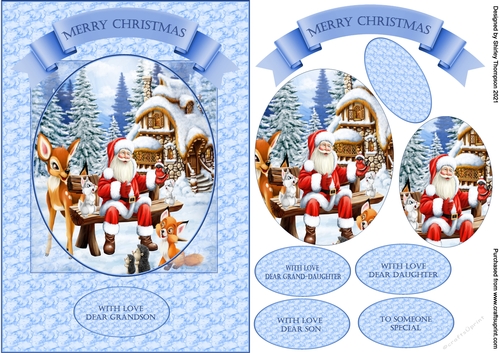 A5 Santa & friends step by step card front