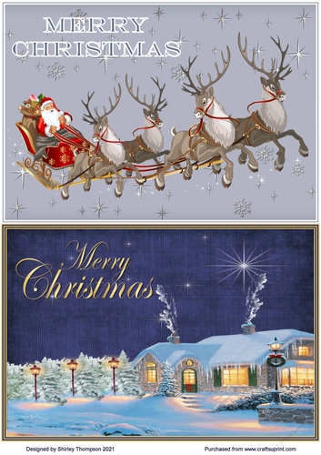 Pair of A5 Christmas quick card toppers (tent fold).