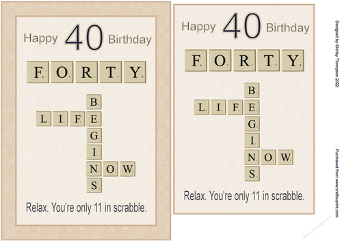 A5 scrabble 40 years old quick card front