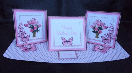 Butterflies and roses triple easel card