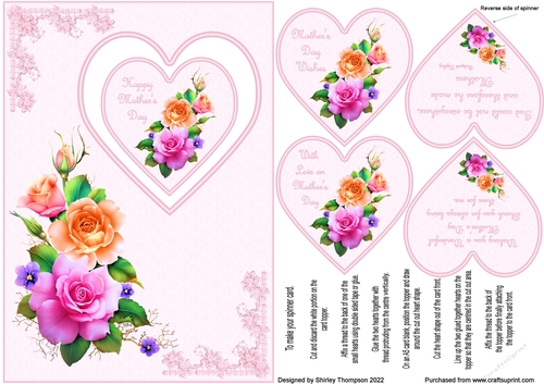 A5 Mothers Day heart spinner card front.