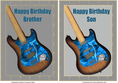 Pair of A5 guitar quick card toppers