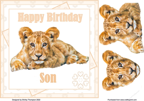 8 x 8 lion cub step by step card front (Son)