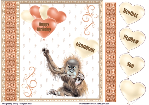 8 x 8 Baby orangutan quick card front