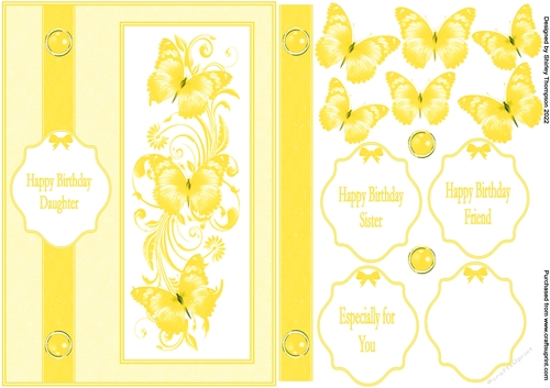 A5 butterflies step by step card front (Dark yellow).