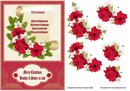 A5 festive scroll card front (Brother & Sister-in-law).