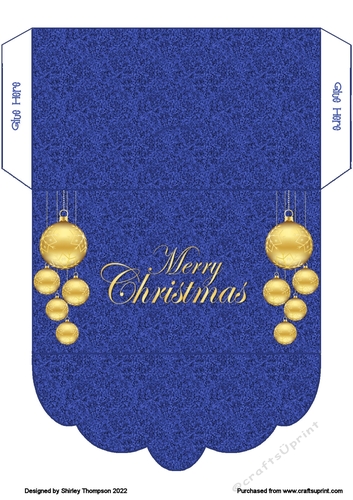 Gold  baubles money wallet (Blue glitter).