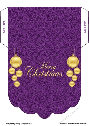 Gold  baubles money wallet (Purple glitter).