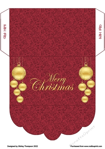 Gold  baubles money wallet (Red glitter).