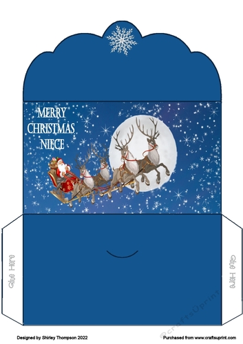 Santa on his sleigh money wallet (Niece).