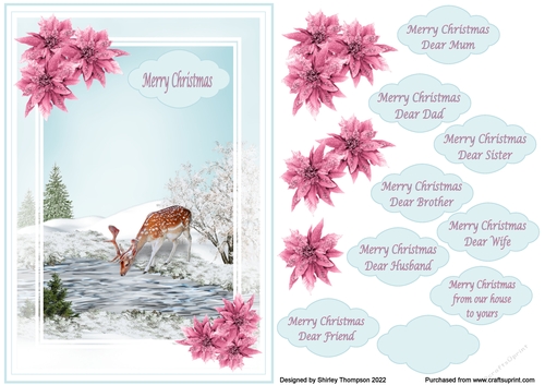 A5 deer drinking from a stream quick card front