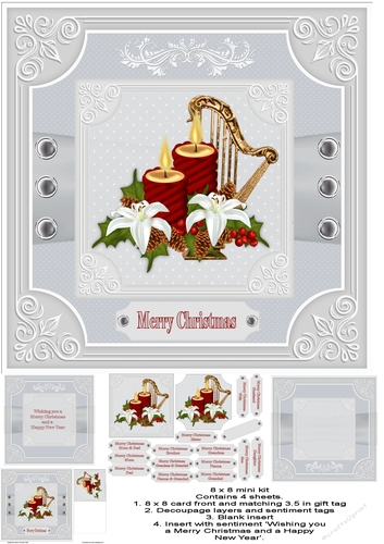 8 x 8 Harp & candles mini card kit