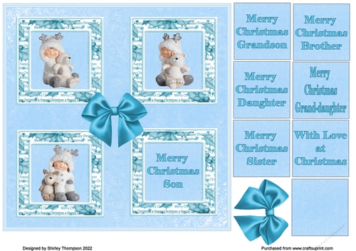 7.5 in square cute kids & teddy bears quick card front