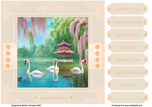 8 x 8 Swans on a lake quick card front