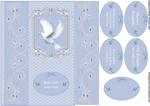 A5 Dove & butterflies sympathy quick card front