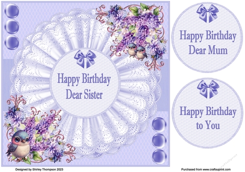 Lovely lilacs 8 x 8 quick card front