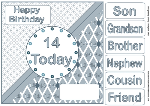 8 x 8 teenage boy quick card front for 14 year old