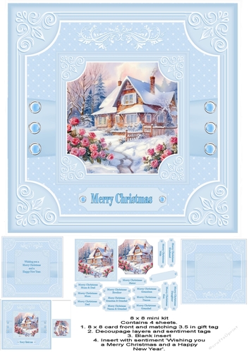 8 x 8 roses in the snow card & gift card