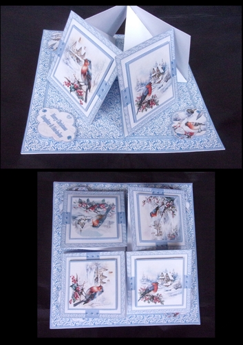 Winter birds quad easel card